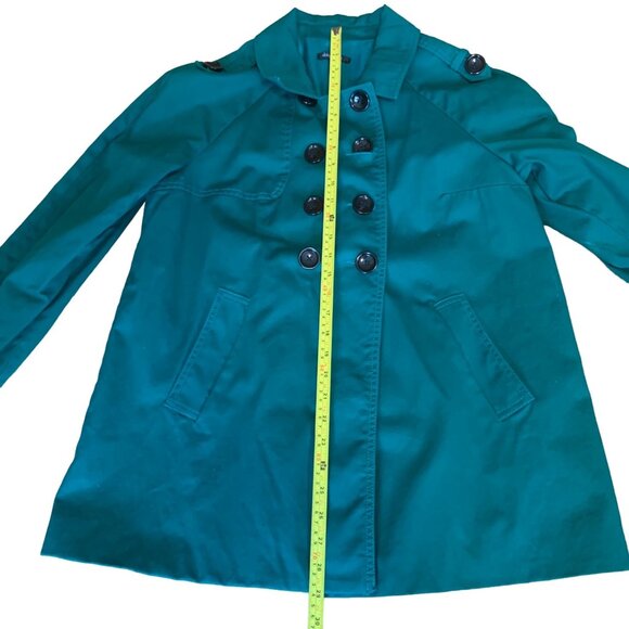 Daisy Fuentes Women's Green  Double-Breasted Trench Coat Size L lined - Picture 7 of 9